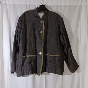 Susans Susan Kirschner Womens Medium Linen Jacket Gray Lagenlook Artsy Vintage